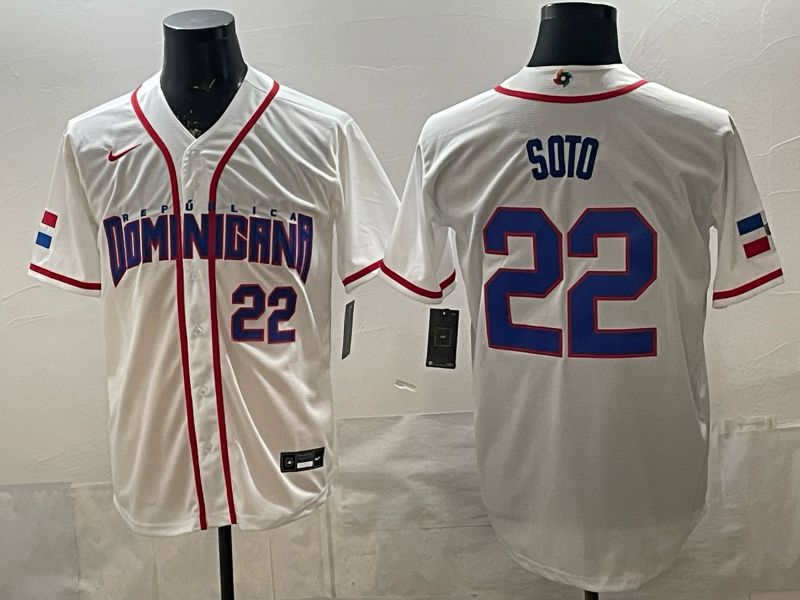 Men 2026 World Cub #22 Soto White Game Nike MLB Jersey style 005->more jerseys->MLB Jersey